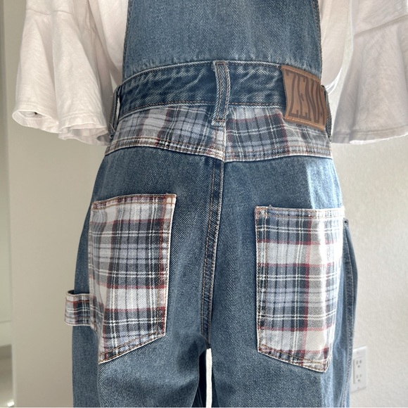 Zena Jeans Y2K Vintage High Rise Denim Jean Plaid Overalls Womens Size Small - Picture 5 of 16